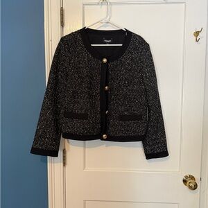 Express Black Tweed Blazer with Gold Buttons